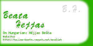 beata hejjas business card